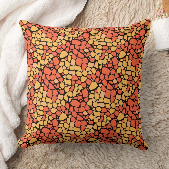 Almofada Mosaic abstract pattern tile yellow orange black (Cobertor)