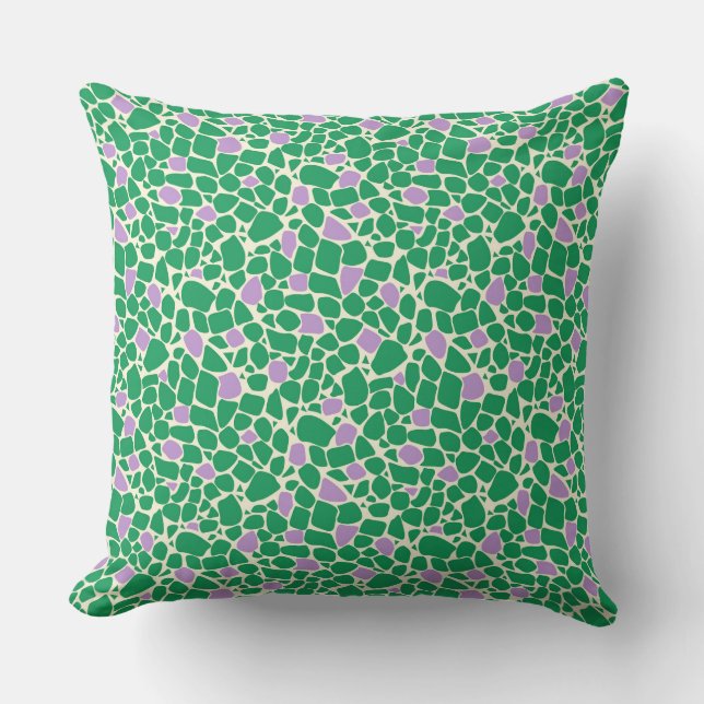 Almofada Mosaic green lilac abstract pattern tile retro (Frente)