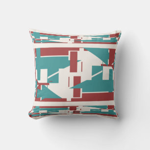 Almofada Mosaico de 3 Camadas Vermelho Brick Teal Blue Medi