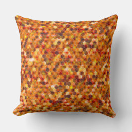 Almofada Mosaico de hexágonos em pontos em tons avermelhado