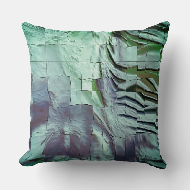 Almofada Mosaico de menta acinzentada com entalhe ligeiro e (Frente)