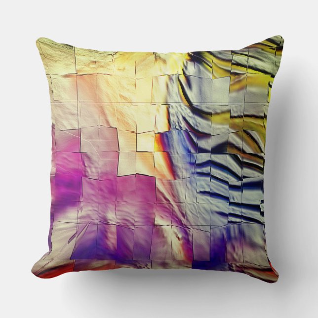 Almofada Mosaico de textura em amarelo-rosa e mole esculpid (Frente)