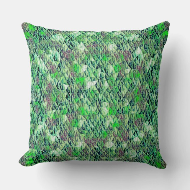 Almofada Mosaico em triângulos esverdeados com tons gradien (Frente)