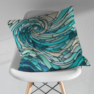 Almofada Mosaico Espiral Onda Oceânica