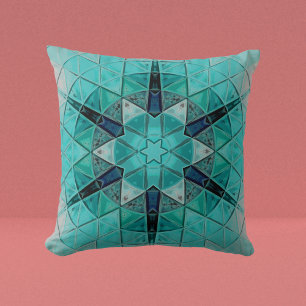 Almofada Mosaico, Flor Azul e Branco