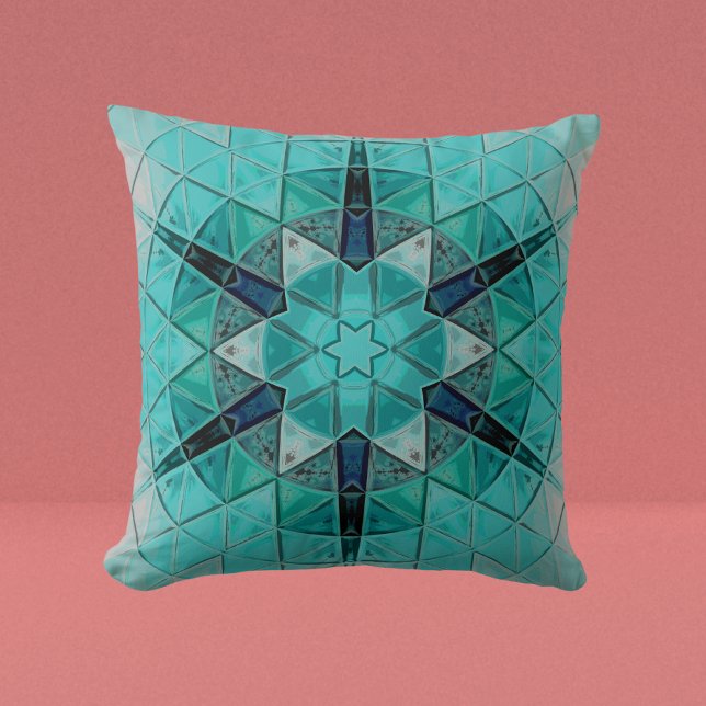 Almofada Mosaico, Flor Azul e Branco (Criador carregado)