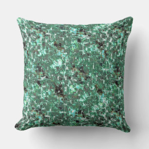 Almofada Mosaico florestal xadrez em verde menta, rugosidad