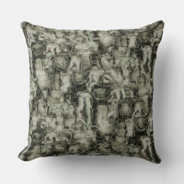 Almofada mosaico gravado em abstrato em tons de cinza