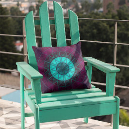 Almofada Mosaico Mandala Flor Azul e Roxo