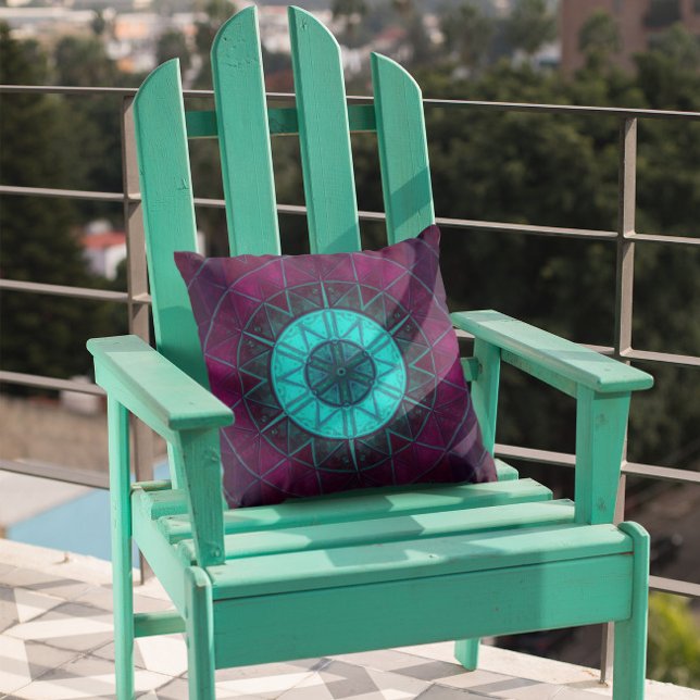 Almofada Mosaico Mandala Flor Azul e Roxo (Criador carregado)