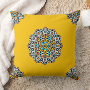 Almofada Mosaico marroquino, Turquesa e Amarelo