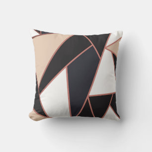 Almofada Mosaico moderno em Rosa Dourado, creme, negro