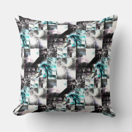 Almofada Mosaico quadrado de texturas confusas em prata a c