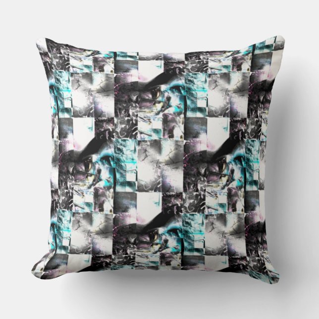Almofada Mosaico quadrado de texturas confusas em prata a c (Frente)