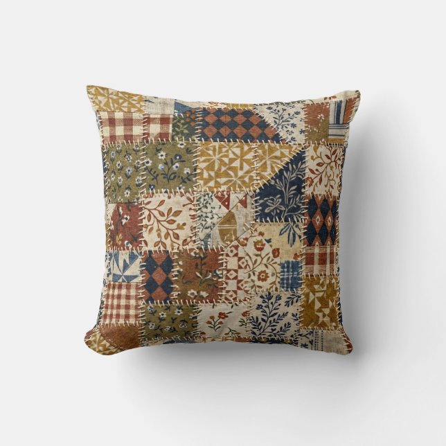 Almofada Mosaico têxtil em estilo vintage. (Frente)