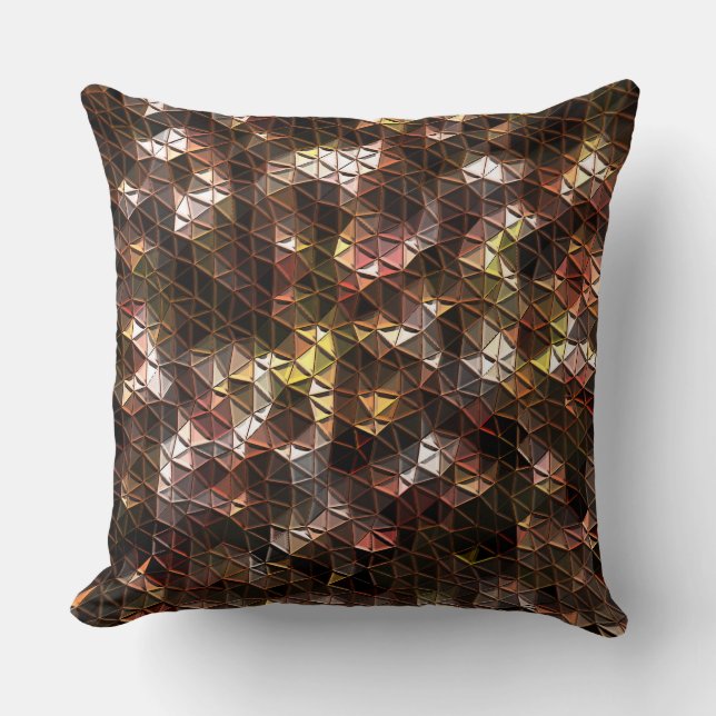 Almofada Mosaico triangular castanho com alivio leve (Frente)