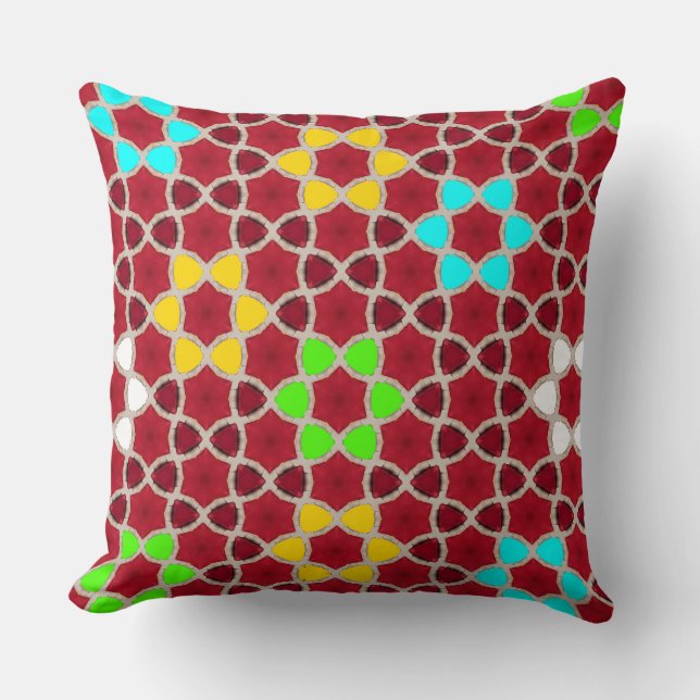 Almofada Mosaico Vermelho Crimson na Variação de Cor Estrel (Frente)