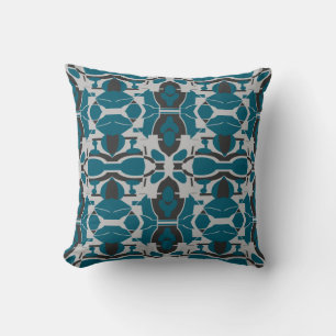 Almofada Mosaicos do Ornamentado Negro-Mediterrâneo Cinza T