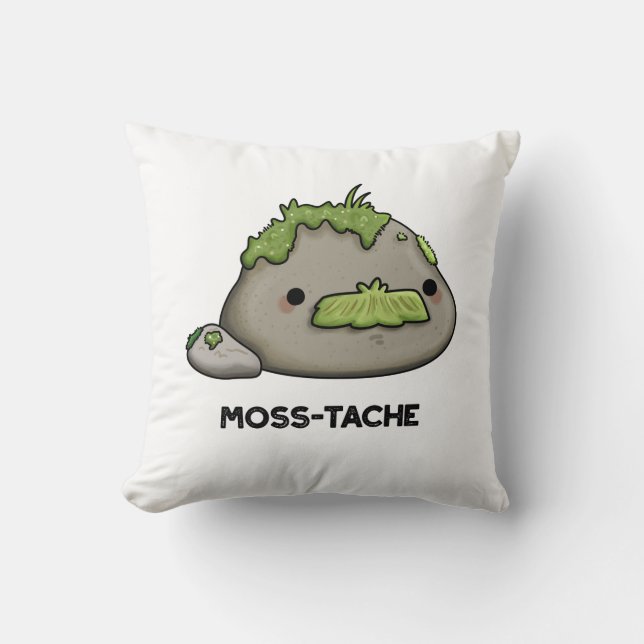 Almofada Moss-tache Engraçado Mustache Pun (Frente)