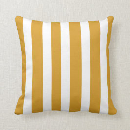 Almofada Mostarda Escura Costeira Amarelo Branco 2 Stripe P
