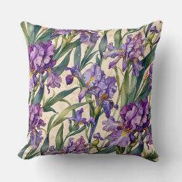 Almofada Mostra íris púrpura em Ecru