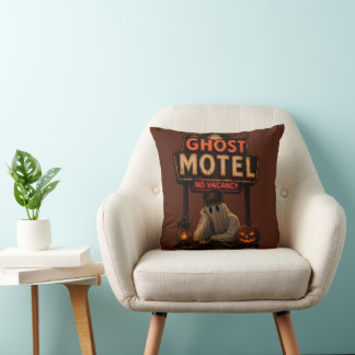 Almofada Motel Fantasma Neon Vintage Halloween Assustador