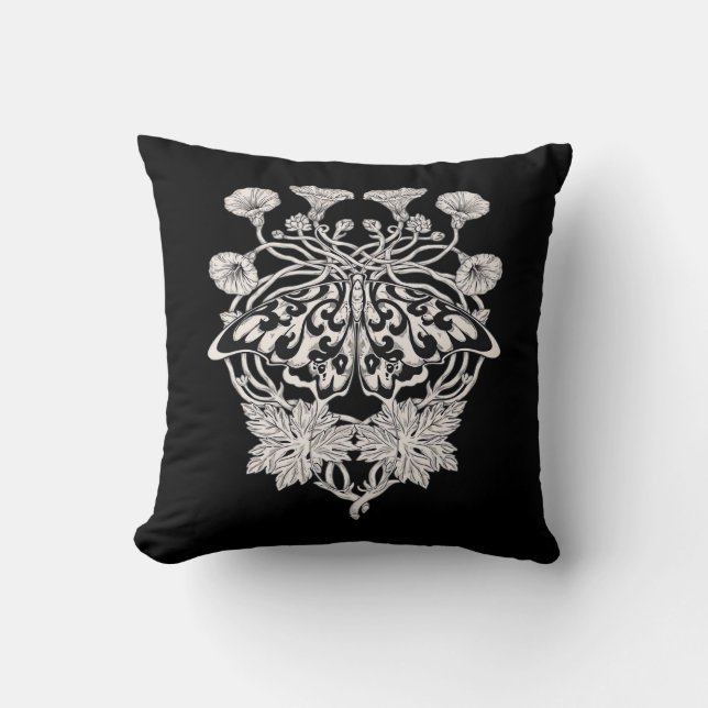 Almofada Moth Talisman - Whimsigoth Screenprint Style Drawi (Frente)
