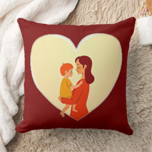 Almofada Mother and Child Love Illustration – Warm Family