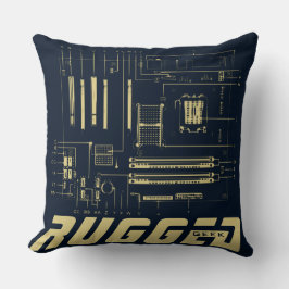 Almofada Motherboard Tech de GEEK azul e ouro RUGGGED