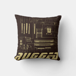 Almofada Motherboard Tech de GEEK marrom e dourado RUGGGG