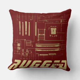 Almofada Motherboard Tech de GEEK vermelho e ouro RUGGGG