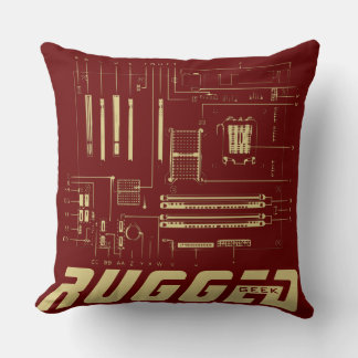 Almofada Motherboard Tech de GEEK vermelho e ouro RUGGGG