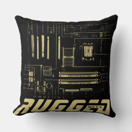 Almofada Motherboard Tech GEEK preto e ouro RUGGGG