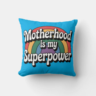Almofada Motherhood Is My Superpower - Retro Rainbow Design