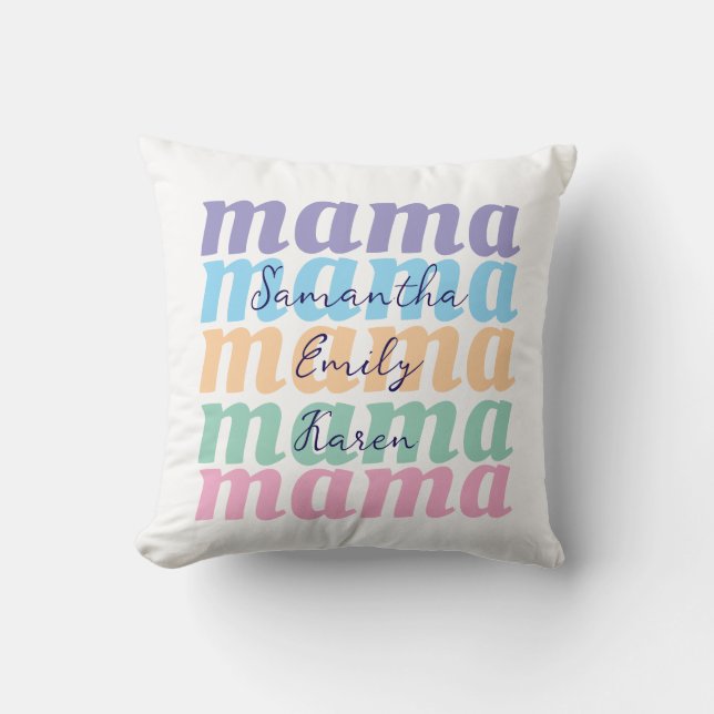 Almofada Mothers day custom kids name MAMA gift (Frente)