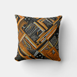 Almofada Motif africain noir et orange