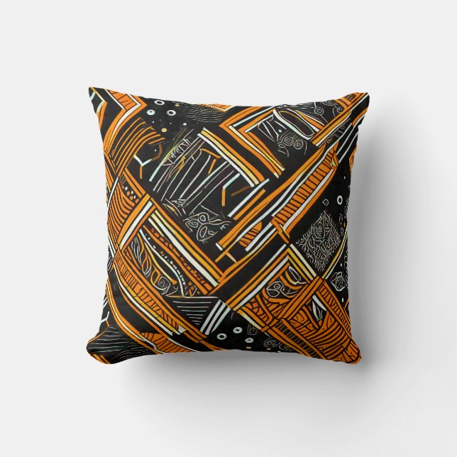 Almofada Motif africain noir et orange (Frente)