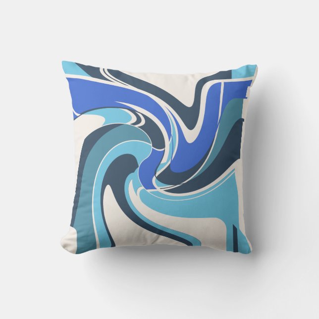 Almofada Motif Arranjado Branco Azul Brilhante e Real (Frente)