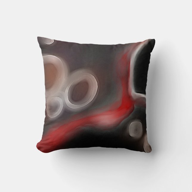 Almofada Motif Arterial: Abstrato preto, branco e vermelho (Frente)