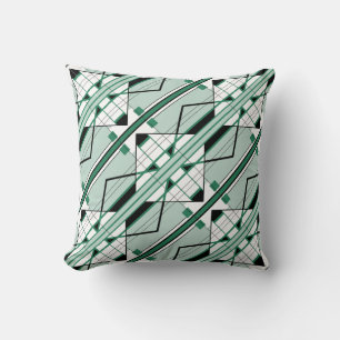 Almofada Motif Azulejo Grande Diagonal Preto Branco Verde