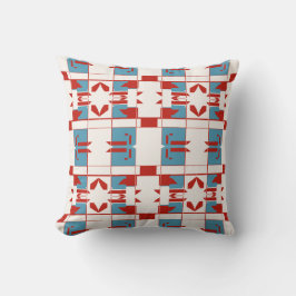 Almofada Motif Azulejo Vermelho Azul Esbranquiçado do Medit