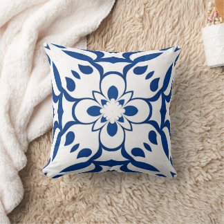 Almofada Motif bleu sur fond blanc