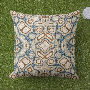 Almofada Motif de Arte Bali - Ochre Azul, Chá, Orient