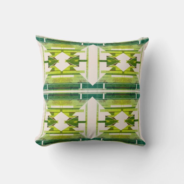 Almofada Motif de Arte do Sudoeste, Azulejo Verde Padrão (Frente)