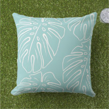 Motif De Folha Tropical Branca Em Seaglass Verde A
