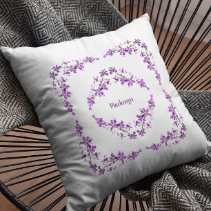 Almofada Motif de Orquídeas Roxas Personalizadas