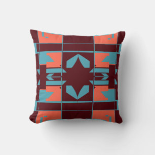Almofada Motif de placa de Abstrato de ameixa laranja turqu