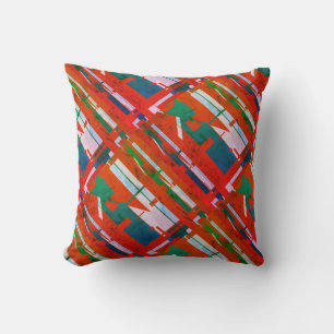 Almofada Motif Diagonal Sudoeste Verde Vermelho Turquesa Br