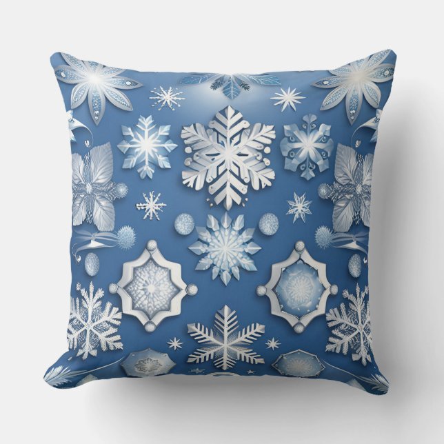 Almofada Motif Floco de Neve Azul-Gelo (Frente)