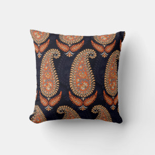 Almofada Motif floral de Mughal em marinho